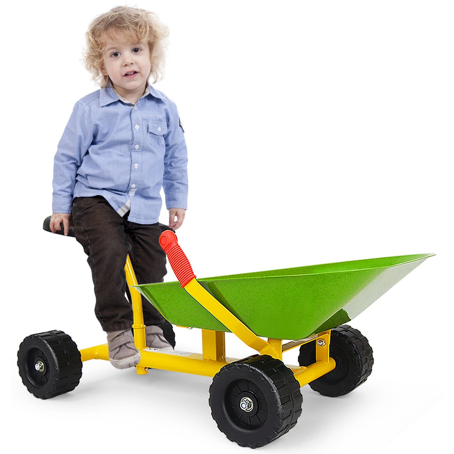 8 Inch Heavy Duty Kids Ride-on Sand Dumper with 4 Wheels-Lime Green