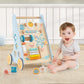 Wooden Baby Walker Push and Pull Learning Activity Center with Wheels-Blue