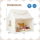 Kids Play Tent Large Playhouse with Padded Mat and 2 Breathable Windows-Beige