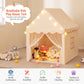 Kids Playhouse Tent with Star Lights and Mat-Beige