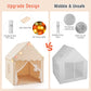 Kids Playhouse Tent with Star Lights and Mat-Beige