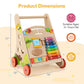 Wooden Push and Pull Baby Walker with Handle and Storage-Natural